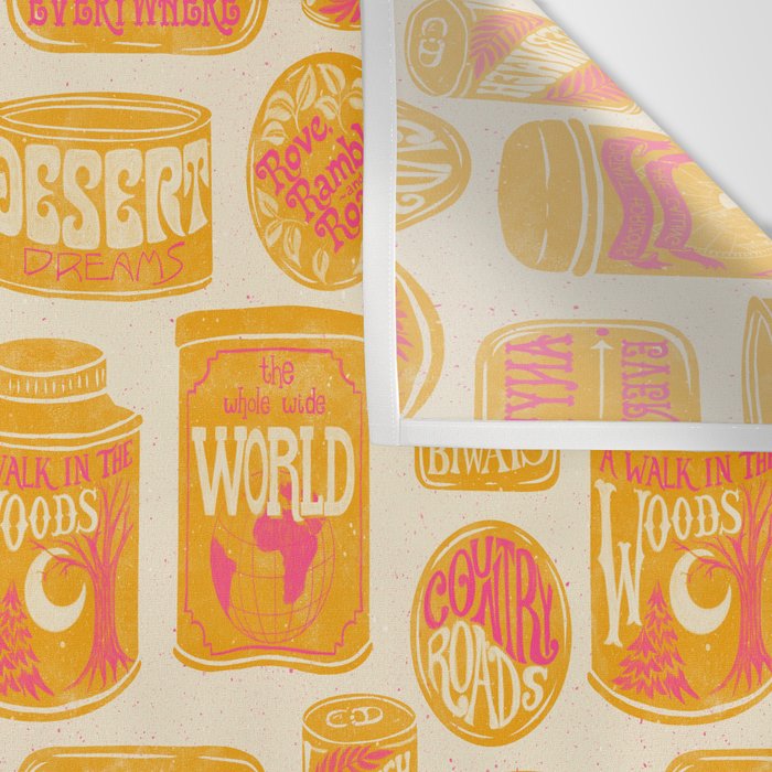 Vagabondâs Cupboard - marigold and pink Wall Tapestry Gallery Image 3