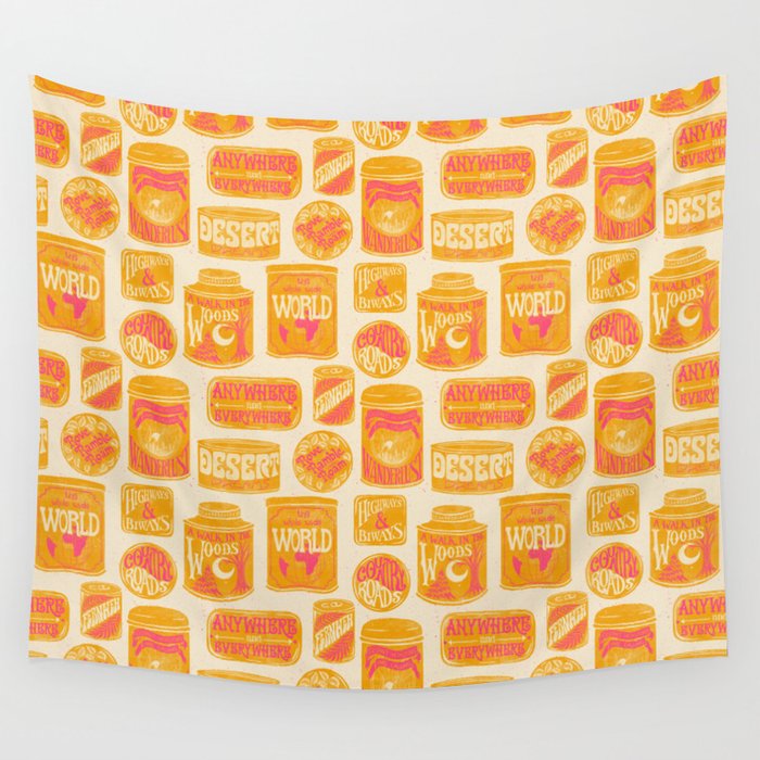 Vagabondâs Cupboard - marigold and pink Wall Tapestry Gallery Image 1