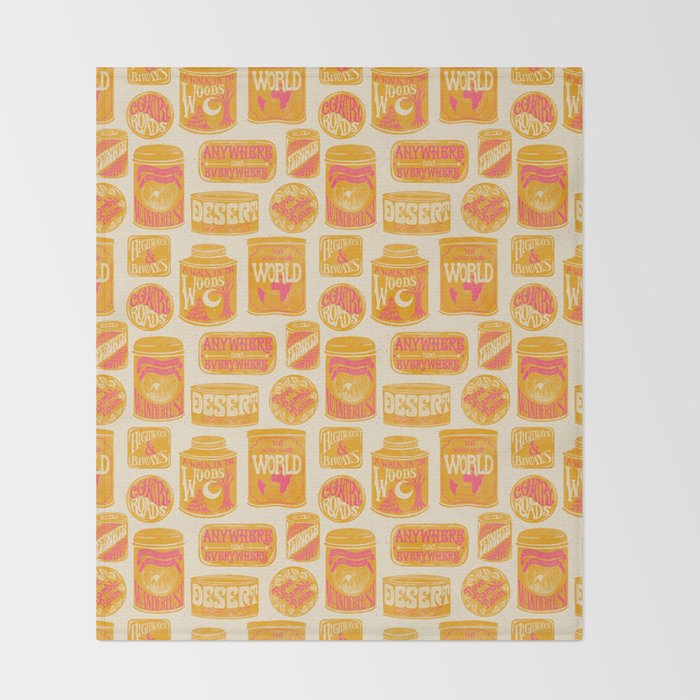 Vagabondâs Cupboard - marigold and pink Throw Blanket Gallery Image 2