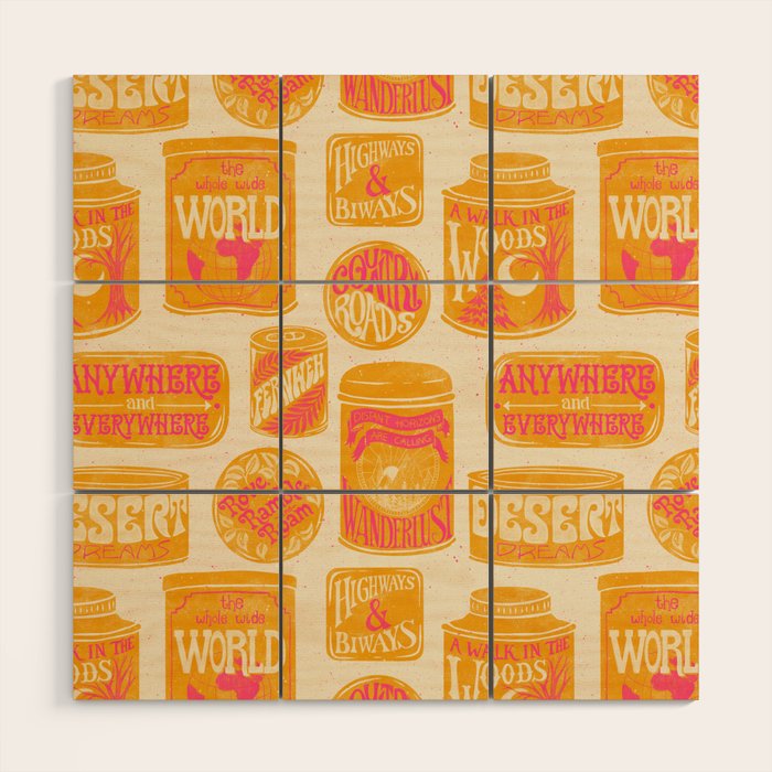 Vagabondâs Cupboard - marigold and pink Wood Wall Art Gallery Image 1