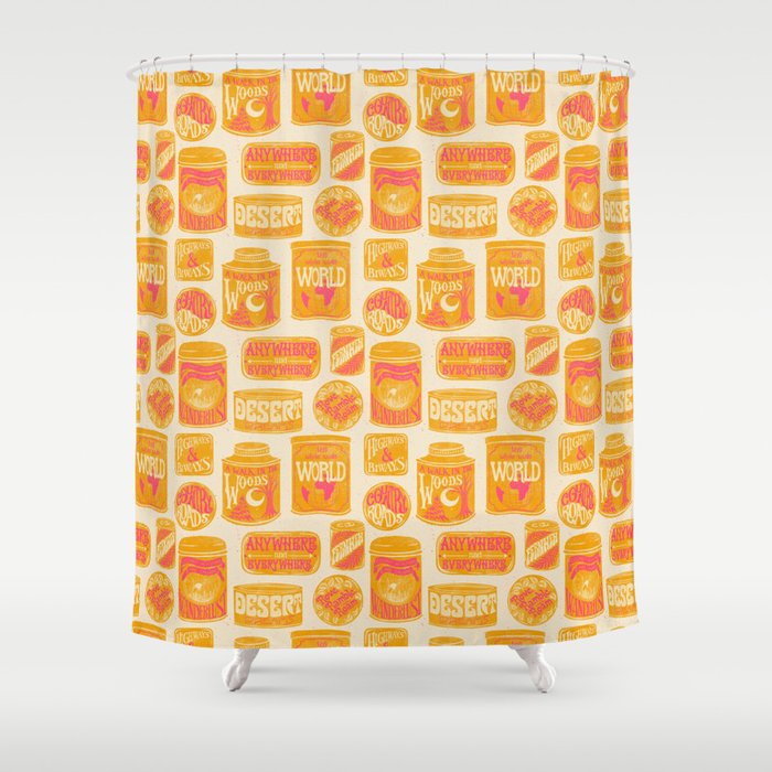 Vagabondâs Cupboard - marigold and pink Shower Curtain Gallery Image 1