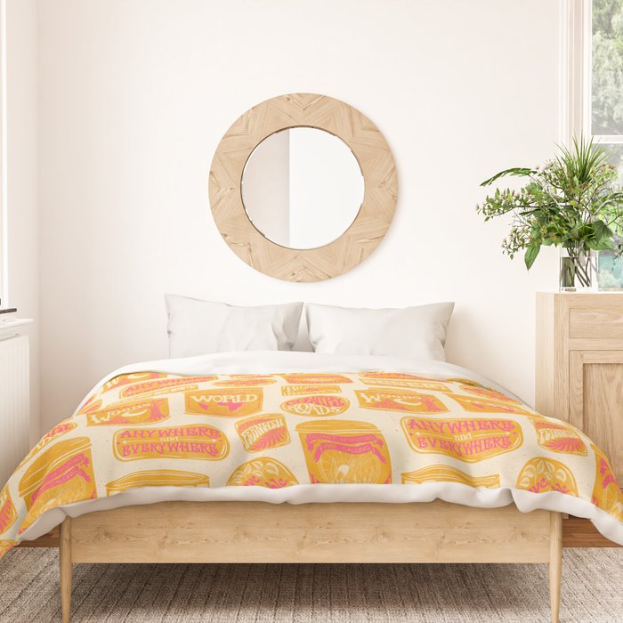 Vagabondâs Cupboard - marigold and pink Duvet Cover Gallery Image 3