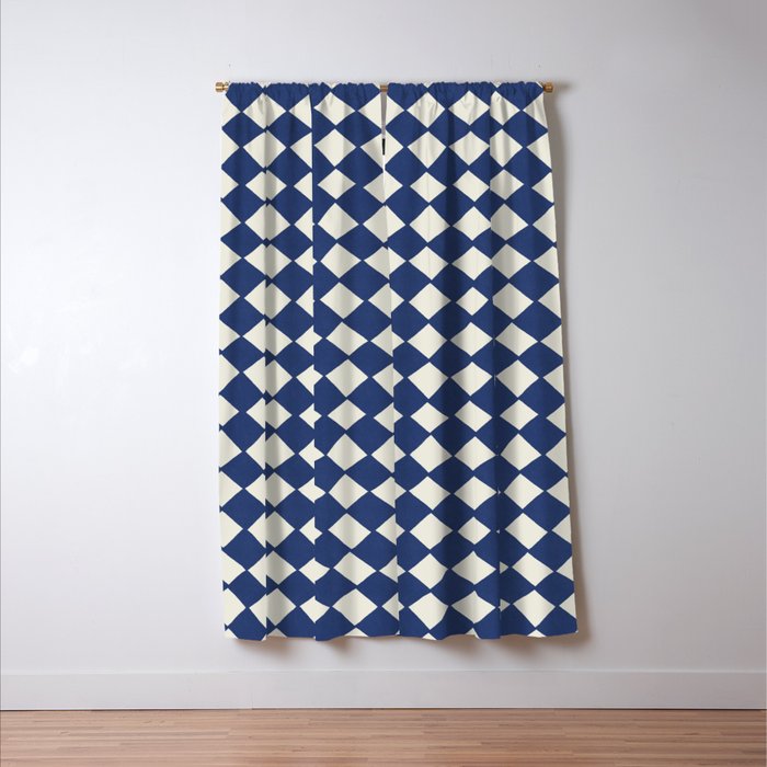 Diamond Pattern Abstract - Dark Blue Window Curtain Gallery Image 3