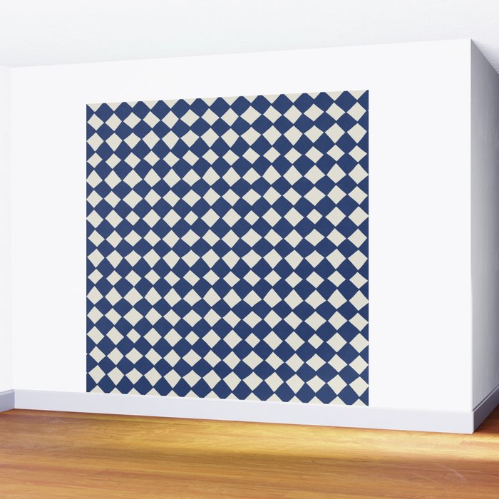 Diamond Pattern Abstract - Dark Blue Wall Mural Gallery Image 2