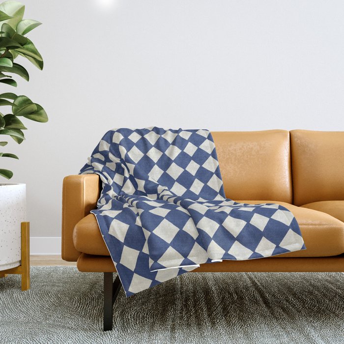 Diamond Pattern Abstract - Dark Blue Throw Blanket Gallery Image 1