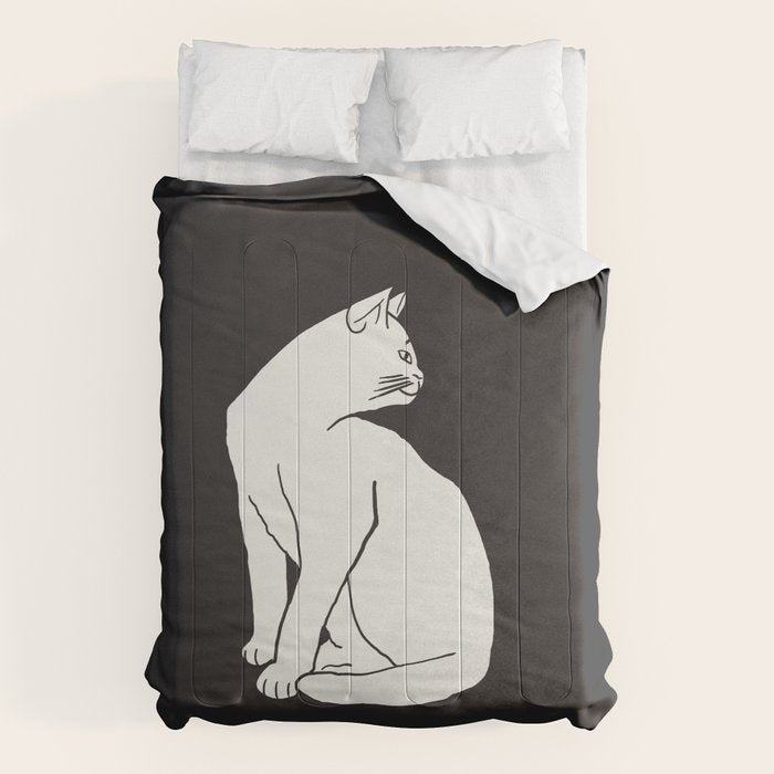 White Cat On Black Comforter Gallery Image 6