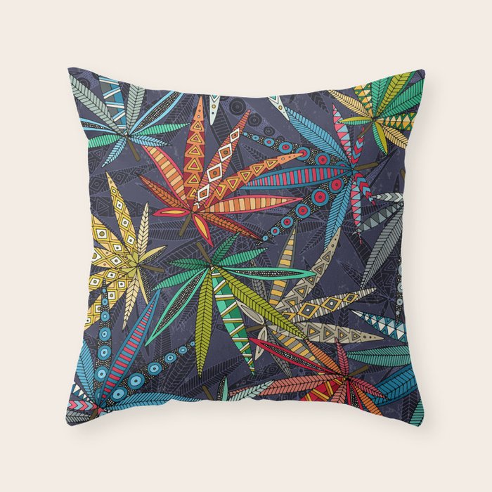 boho weed midnight Throw Pillow Gallery Image 6