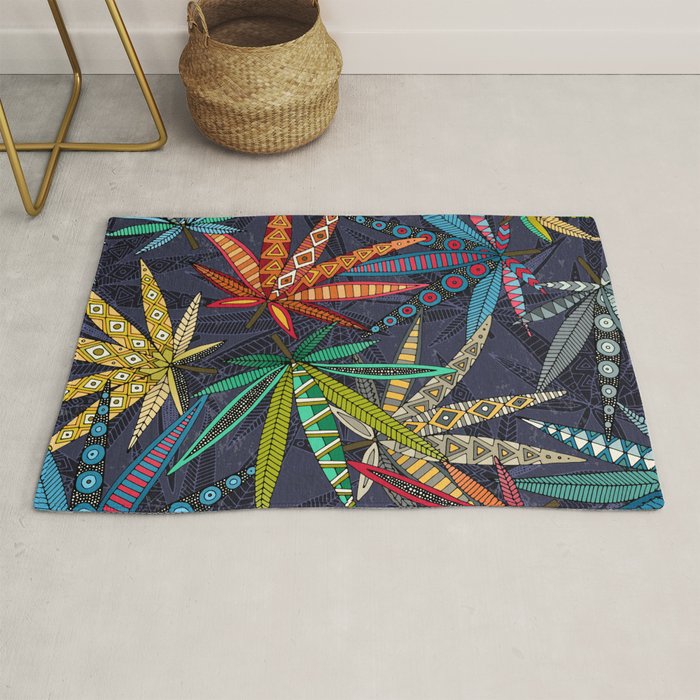 boho weed midnight Rug Gallery Image 1
