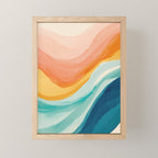 Pink, Yellow, Blue, Watercolor Abstract Sunrise Waves Mini Art Print Gallery Image 1