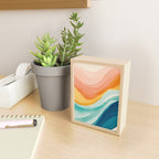 Pink, Yellow, Blue, Watercolor Abstract Sunrise Waves Mini Art Print Gallery Image 2