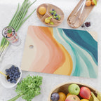 Pink, Yellow, Blue, Watercolor Abstract Sunrise Waves Cutting Board Gallery Image 2