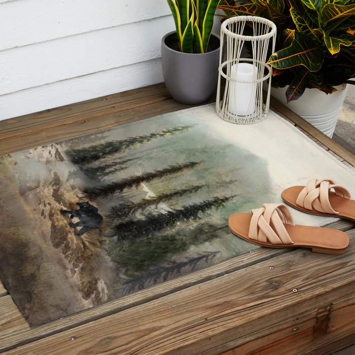 Mountain Black Bear Outdoor Rug Gallery Image 2