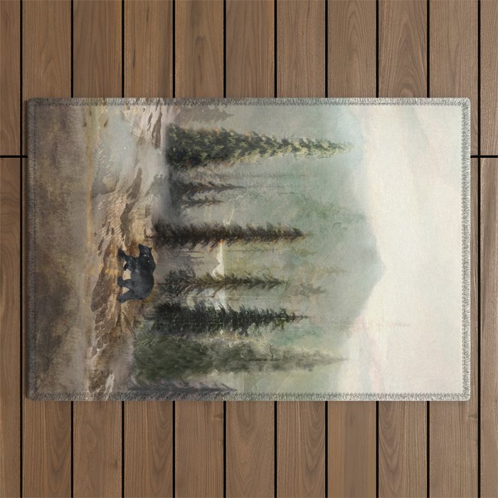 Mountain Black Bear Outdoor Rug Gallery Image 1