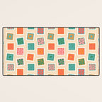 Vintage flower postage stamp pattern Desk Mat Gallery Image 3