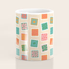 Vintage flower postage stamp pattern Coffee Mug Gallery Image 4