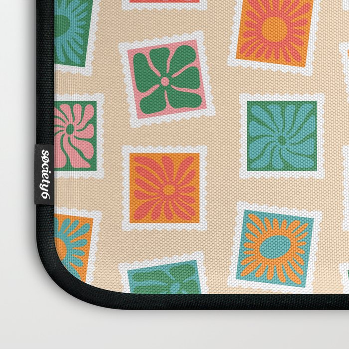 Vintage flower postage stamp pattern Laptop Sleeve Gallery Image 3