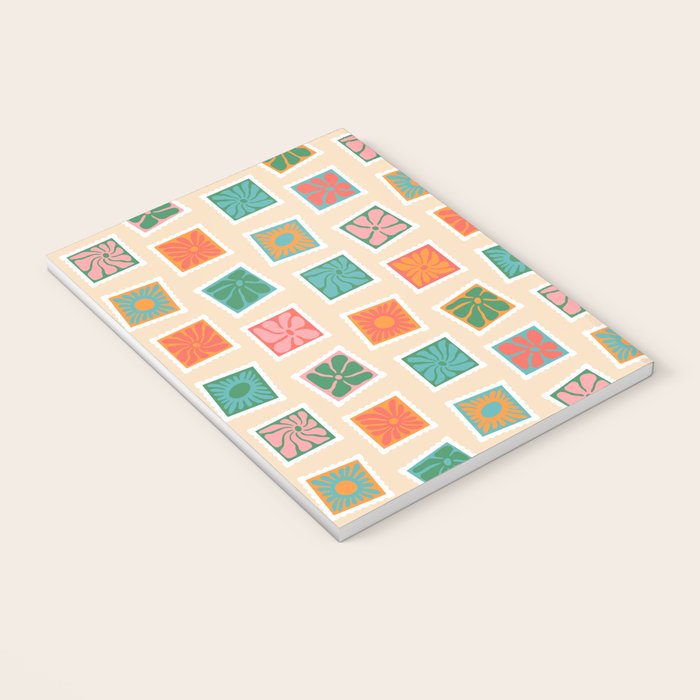Vintage flower postage stamp pattern Notebook Gallery Image 3