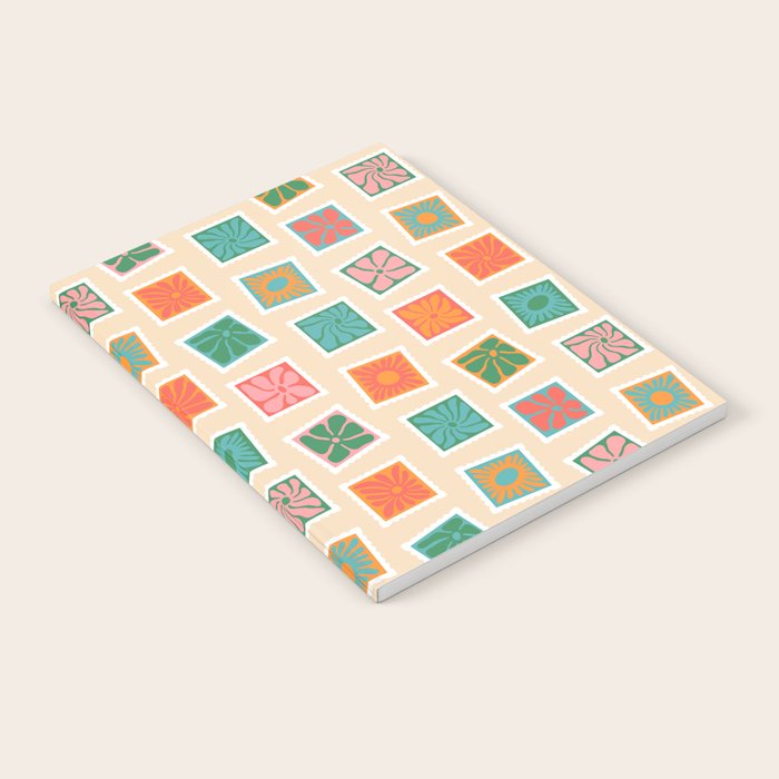 Vintage flower postage stamp pattern Notebook Gallery Image 1