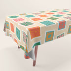 Vintage flower postage stamp pattern Tablecloth Gallery Image 1