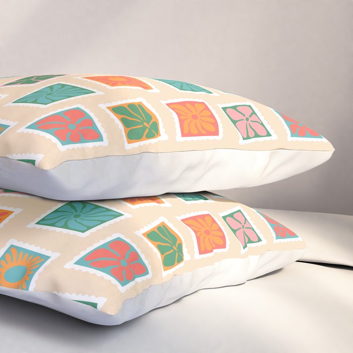Vintage flower postage stamp pattern Pillow Sham Gallery Image 3