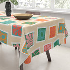 Vintage flower postage stamp pattern Tablecloth Gallery Image 3