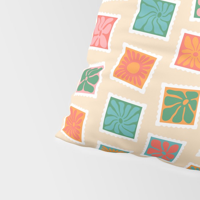 Vintage flower postage stamp pattern Pillow Sham Gallery Image 4
