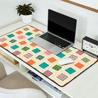 Vintage flower postage stamp pattern Desk Mat Gallery Image 2