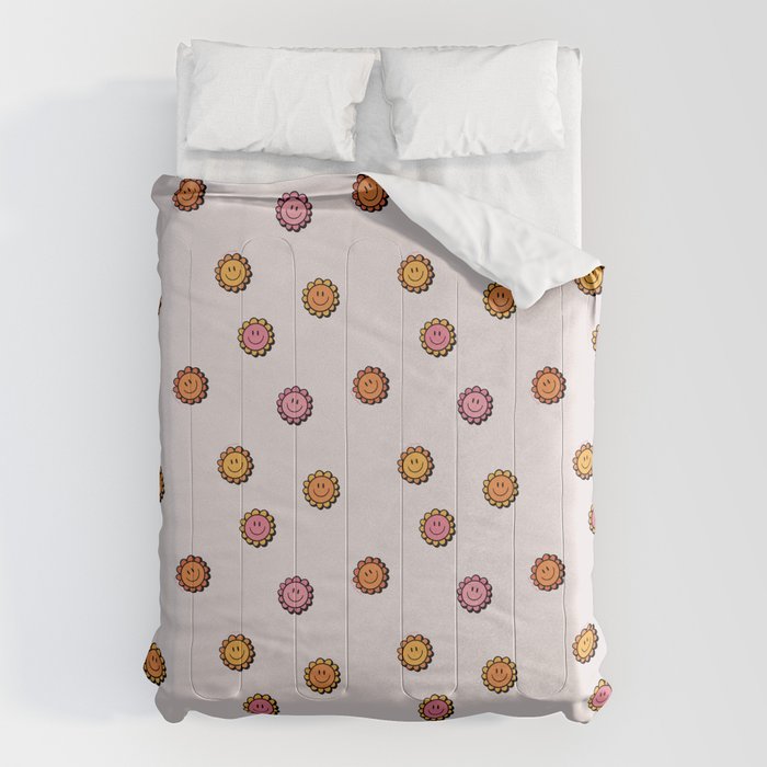 Happy Flower Print in Cream Comforter Gallery Image 1