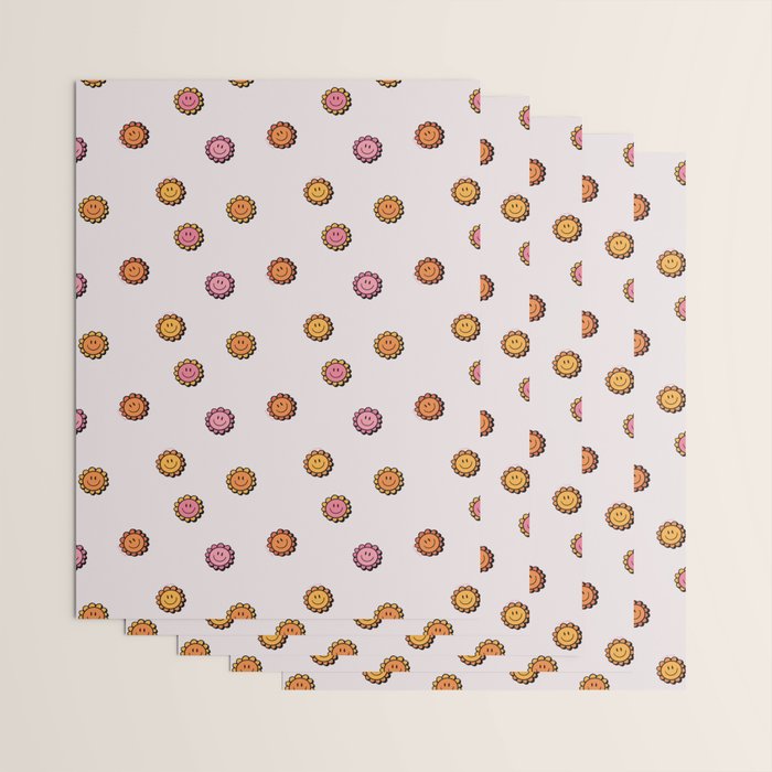 Happy Flower Print in Cream Wrapping Paper Gallery Image 3