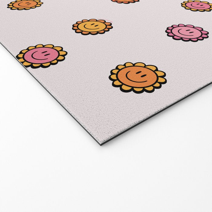 Happy Flower Print in Cream Welcome Mat Gallery Image 2