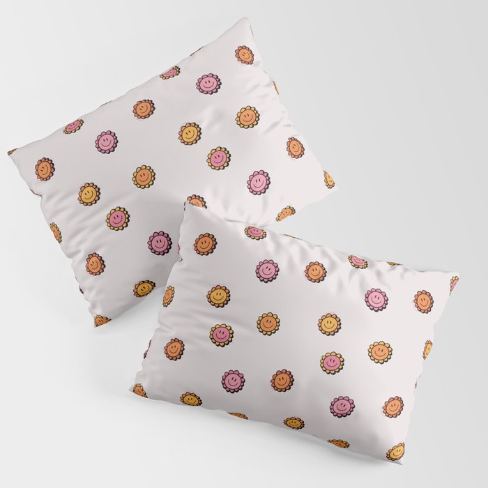 Happy Flower Print in Cream Pillow Sham Gallery Image 3