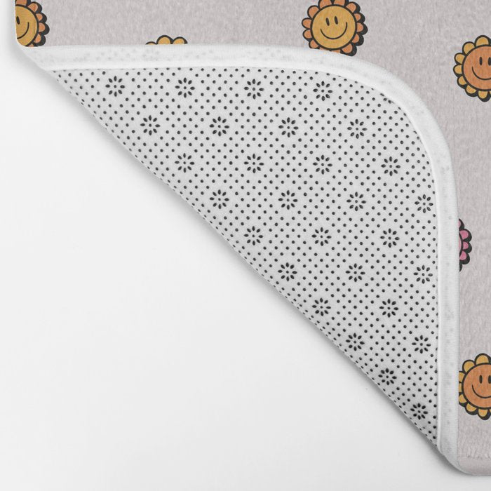 Happy Flower Print in Cream Bath Mat Gallery Image 2
