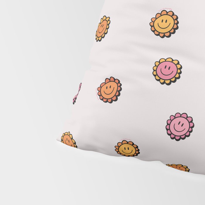 Happy Flower Print in Cream Pillow Sham Gallery Image 4