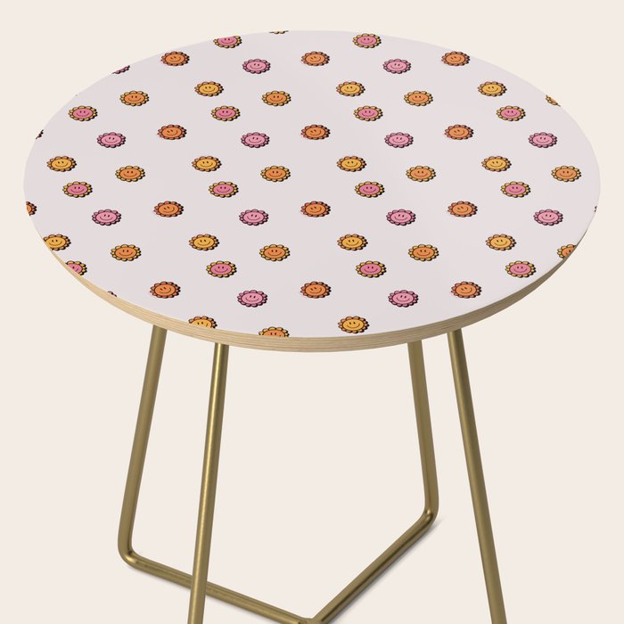 Happy Flower Print in Cream Side Table Gallery Image 2