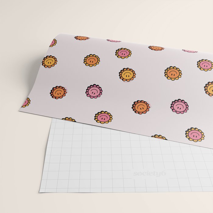 Happy Flower Print in Cream Wrapping Paper Gallery Image 2