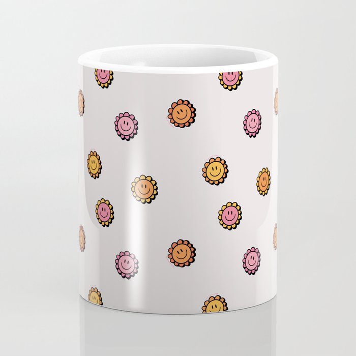 Happy Flower Print in Cream Coffee Mug Gallery Image 4