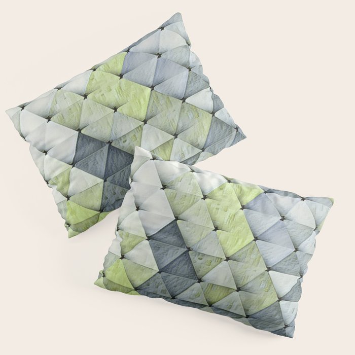 Textured Triangles Lime Gray Pillow Sham Gallery Image 3