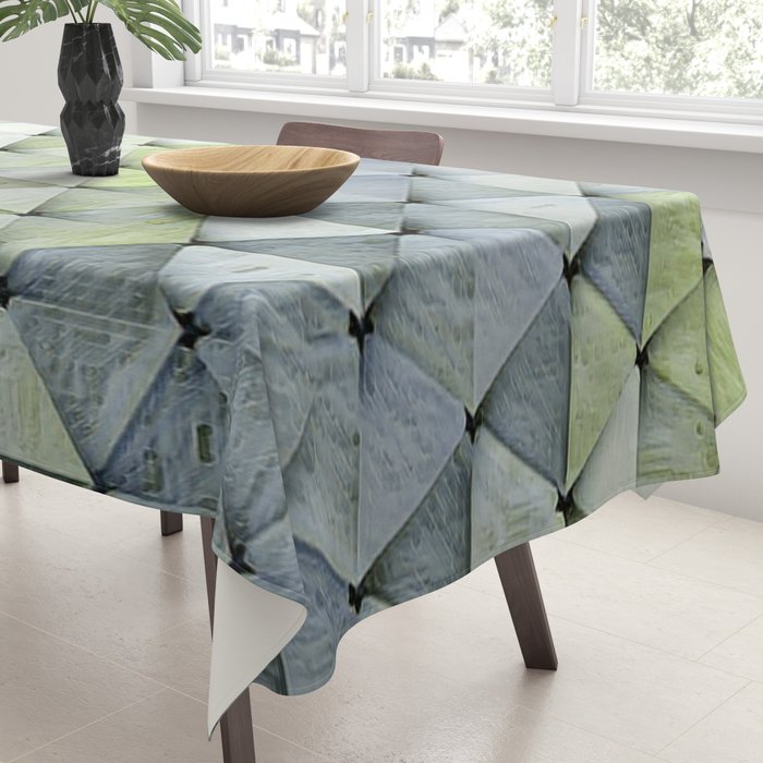 Textured Triangles Lime Gray Tablecloth Gallery Image 3