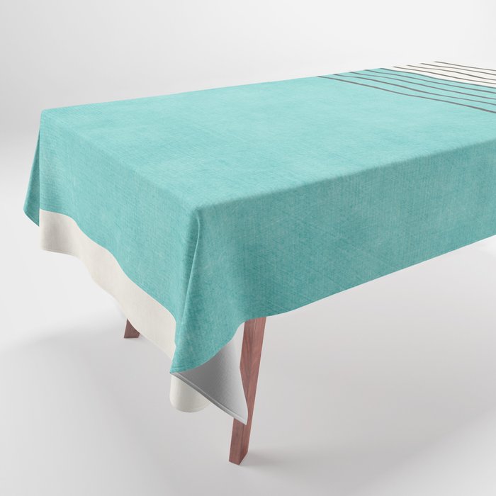 Aqua Turquoise Minimalist Art Tablecloth Gallery Image 1