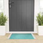 Aqua Turquoise Minimalist Art Welcome Mat Gallery Image 3