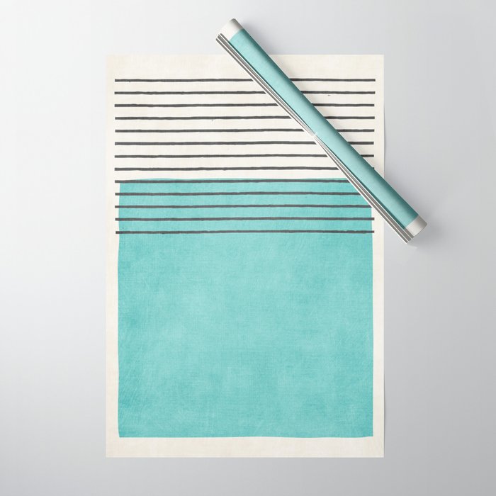 Aqua Turquoise Minimalist Art Wrapping Paper Gallery Image 1