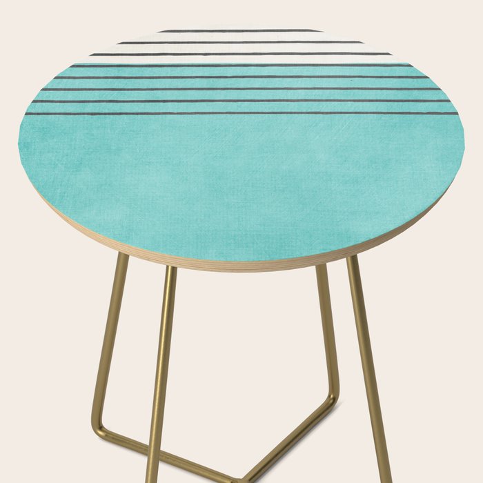 Aqua Turquoise Minimalist Art Side Table Gallery Image 2