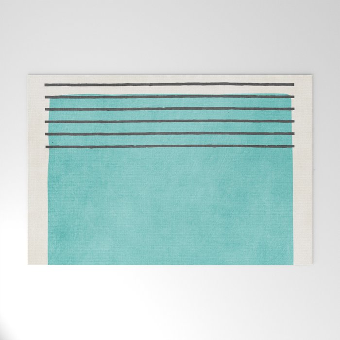 Aqua Turquoise Minimalist Art Welcome Mat Gallery Image 1