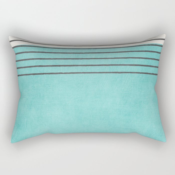 Aqua Turquoise Minimalist Art Rectangular Pillow Gallery Image 2