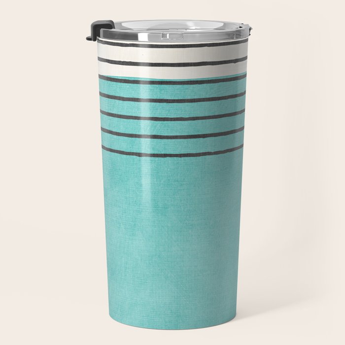 Aqua Turquoise Minimalist Art Travel Mug Gallery Image 3
