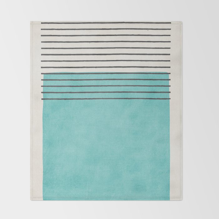 Aqua Turquoise Minimalist Art Throw Blanket Gallery Image 2