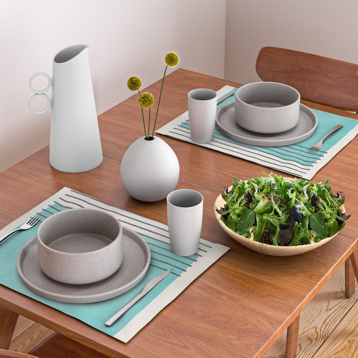 Aqua Turquoise Minimalist Art Placemat Gallery Image 2