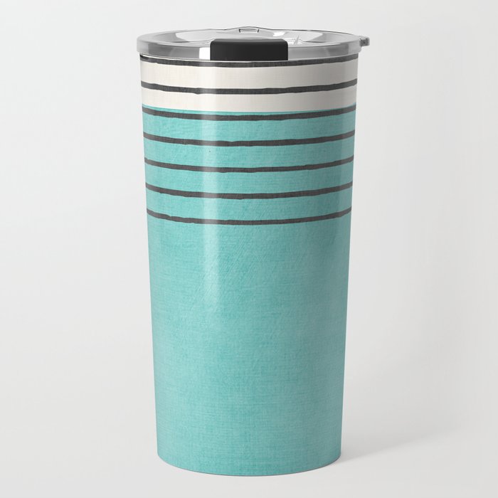Aqua Turquoise Minimalist Art Travel Mug Gallery Image 1