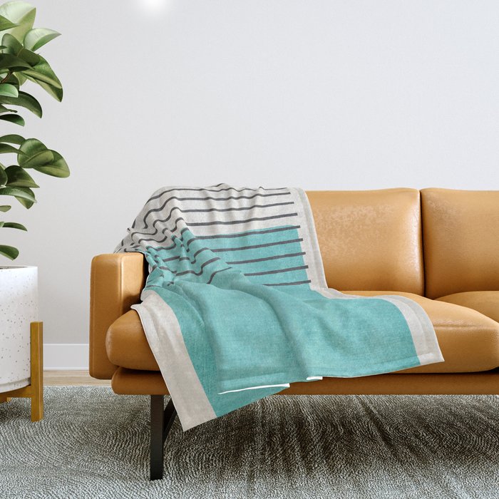Aqua Turquoise Minimalist Art Throw Blanket Gallery Image 1