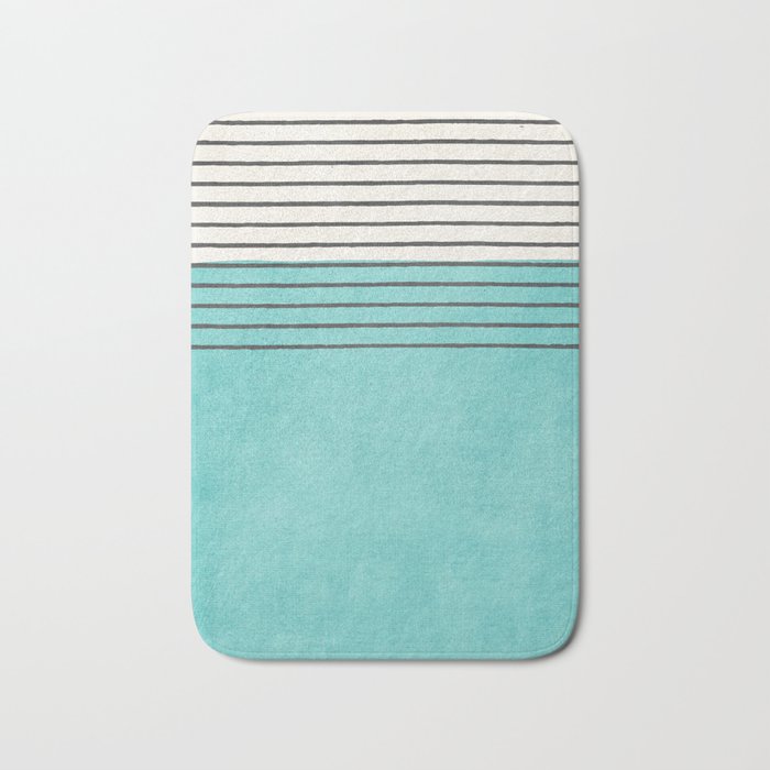Aqua Turquoise Minimalist Art Bath Mat Gallery Image 1